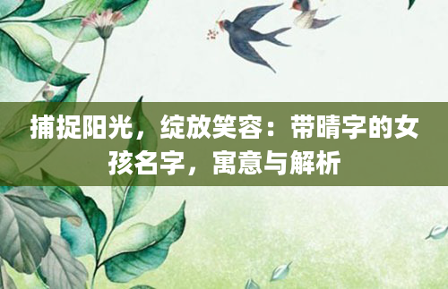 捕捉阳光，绽放笑容：带晴字的女孩名字，寓意与解析