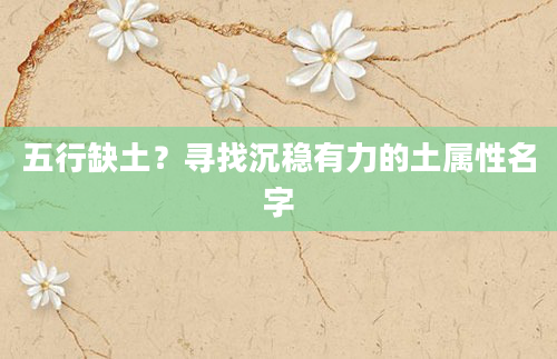 五行缺土？寻找沉稳有力的土属性名字