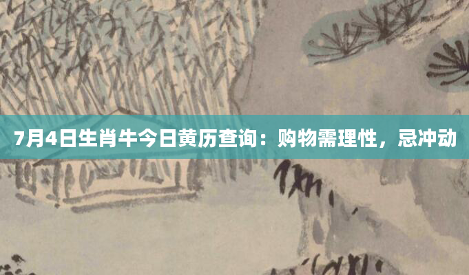 7月4日生肖牛今日黄历查询：购物需理性，忌冲动