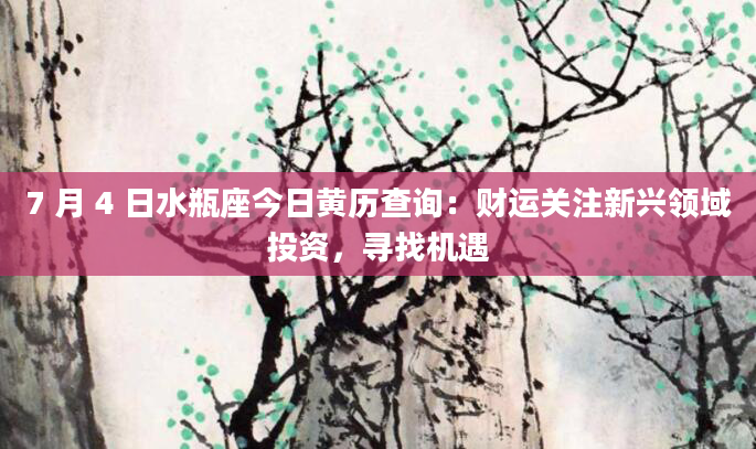 7 月 4 日水瓶座今日黄历查询：财运关注新兴领域投资，寻找机遇
