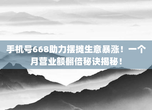 手机号668助力摆摊生意暴涨！一个月营业额翻倍秘诀揭秘！