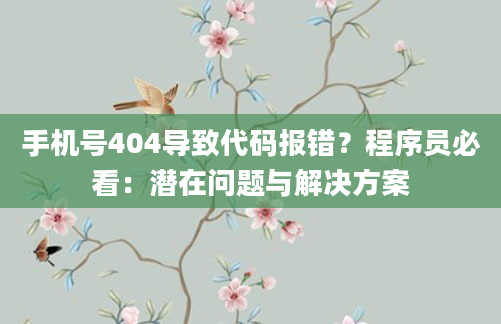 手机号404导致代码报错？程序员必看：潜在问题与解决方案