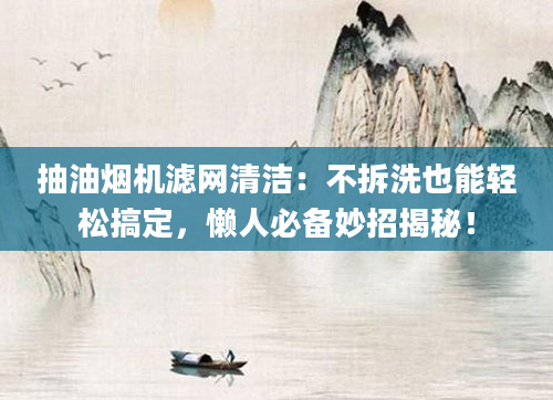 抽油烟机滤网清洁：不拆洗也能轻松搞定，懒人必备妙招揭秘！