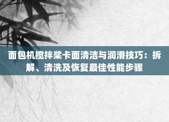 面包机搅拌桨卡面清洁与润滑技巧：拆解、清洗及恢复最佳性能步骤