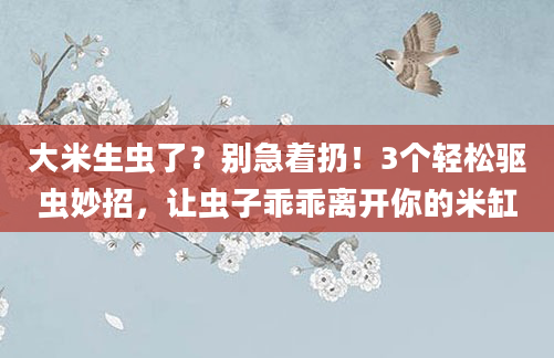 大米生虫了？别急着扔！3个轻松驱虫妙招，让虫子乖乖离开你的米缸