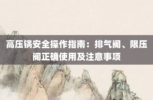 高压锅安全操作指南：排气阀、限压阀正确使用及注意事项