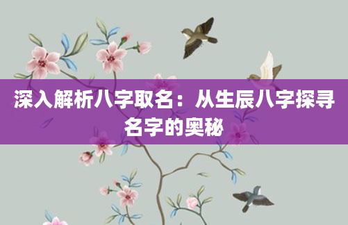 深入解析八字取名：从生辰八字探寻名字的奥秘