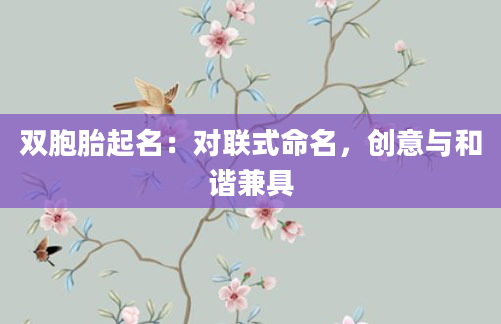 双胞胎起名：对联式命名，创意与和谐兼具