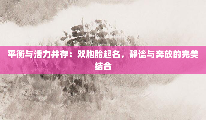 平衡与活力并存：双胞胎起名，静谧与奔放的完美结合