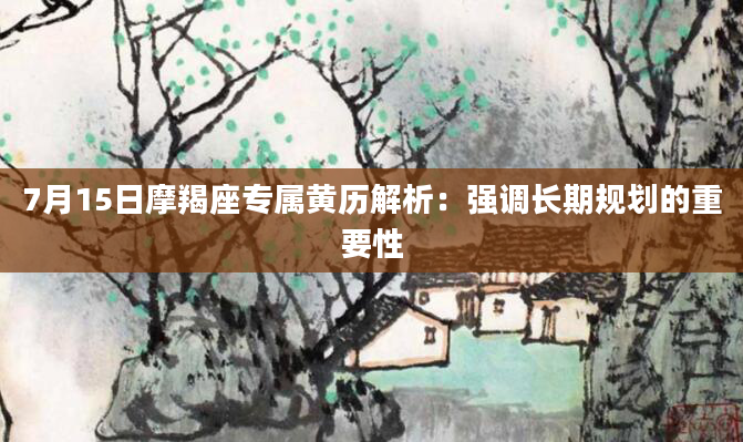 7月15日摩羯座专属黄历解析：强调长期规划的重要性