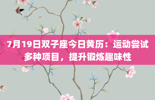 7月19日双子座今日黄历：运动尝试多种项目，提升锻炼趣味性