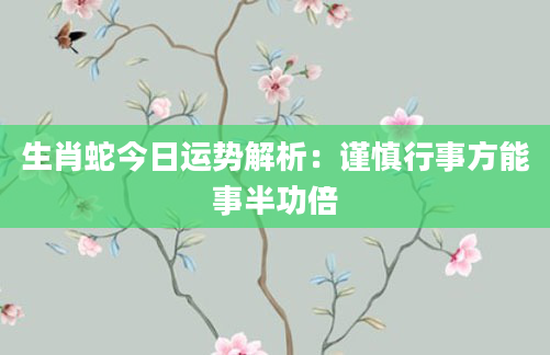 生肖蛇今日运势解析：谨慎行事方能事半功倍