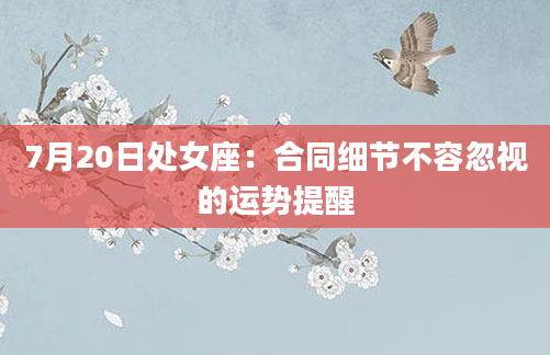 7月20日处女座：合同细节不容忽视的运势提醒