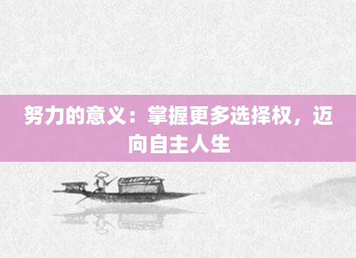 努力的意义：掌握更多选择权，迈向自主人生