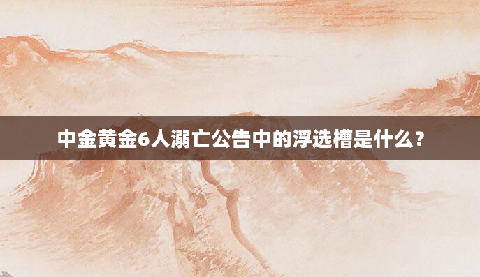 中金黄金6人溺亡公告中的浮选槽是什么？