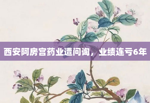 西安阿房宫药业遭问询，业绩连亏6年