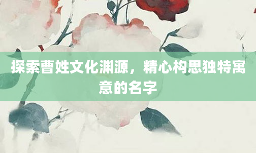 探索曹姓文化渊源，精心构思独特寓意的名字