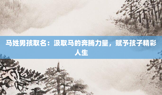 马姓男孩取名：汲取马的奔腾力量，赋予孩子精彩人生