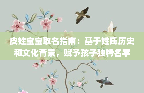 皮姓宝宝取名指南：基于姓氏历史和文化背景，赋予孩子独特名字