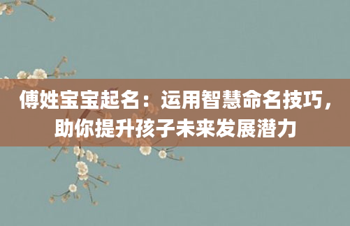 傅姓宝宝起名：运用智慧命名技巧，助你提升孩子未来发展潜力