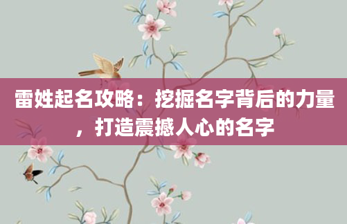 雷姓起名攻略：挖掘名字背后的力量，打造震撼人心的名字